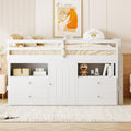 White Wooden Twin Size Loft Bed with 4 Drawers D1413