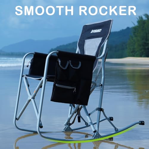 Oversized Rocking Camping Chair with Cooler and Side Pocket (Black/Grey) B155850