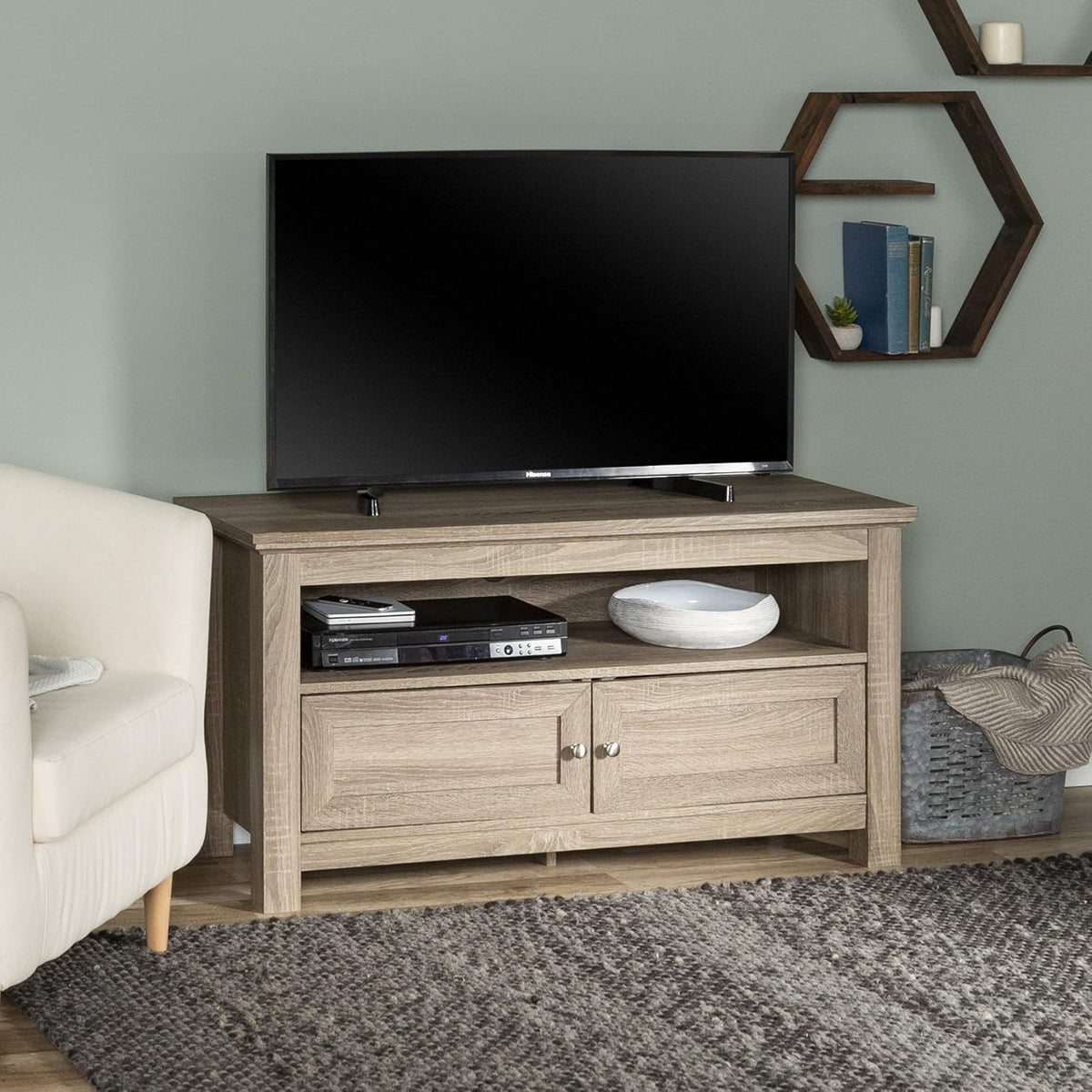 4 Tier Grey Bookshelf Cabinet with Doors J49279
