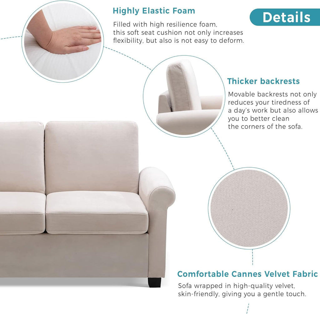 Beige White Pull Out Sofa Bed with Twin Size Mattress Pad N5144