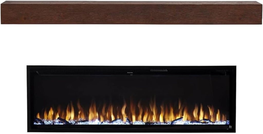60 Inch Smart Electric Fireplace and 72 Inch Espresso Wood Mantel I3515
