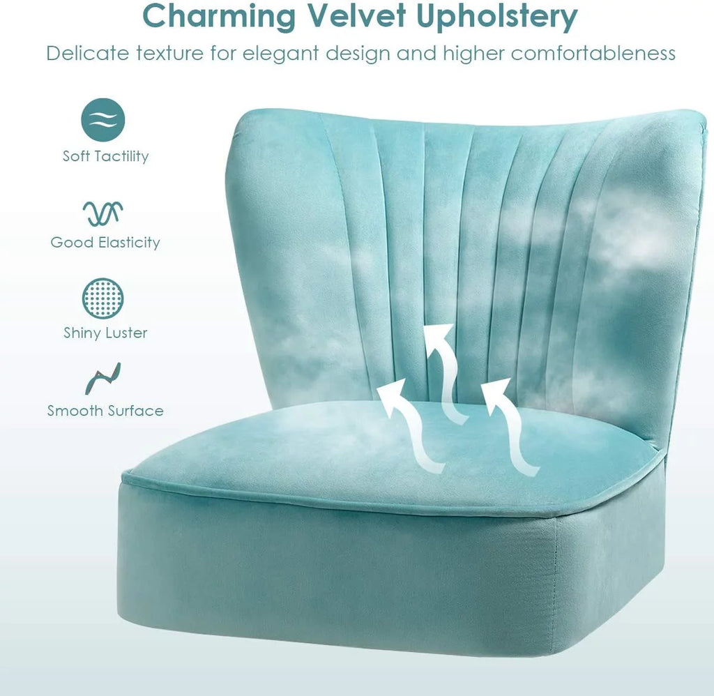 Velvet Armless Club Chair with Wood Legs K88735