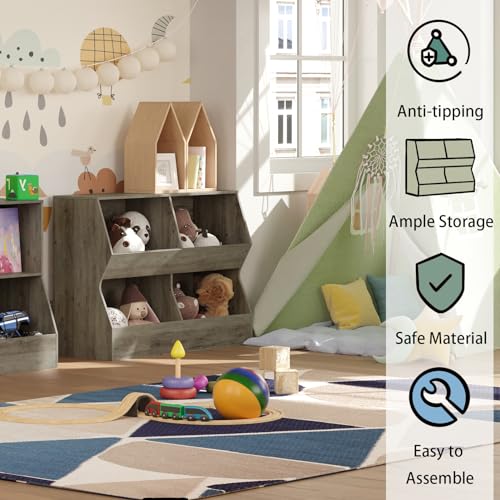 4 Cubby Wooden Toy Storage Bookshelf M746463