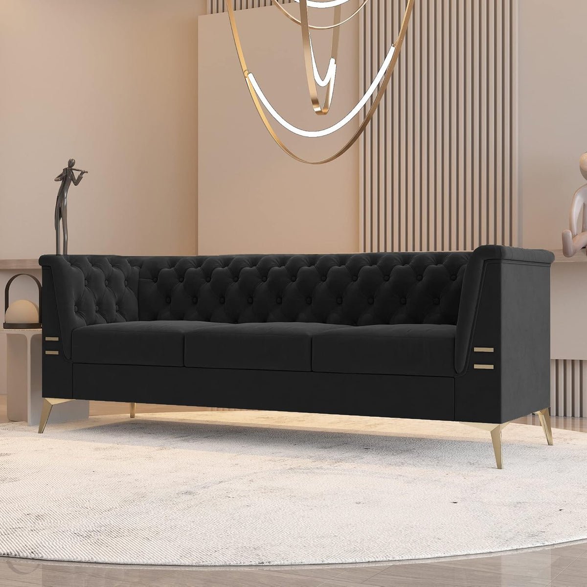 Dark Grey Velvet Chesterfield 3 Seater Sofa Q2950