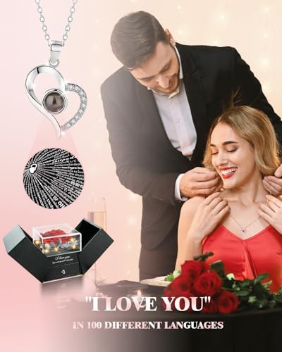 Red Preserved Real Rose Heart Necklace G47013
