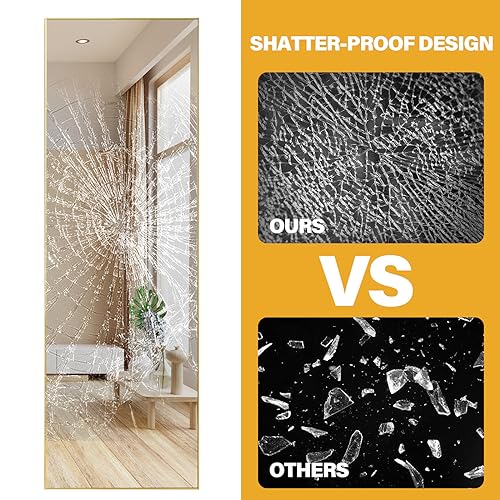 59"x16" Black Full Length Floor Mirror with Aluminum Alloy Frame G752