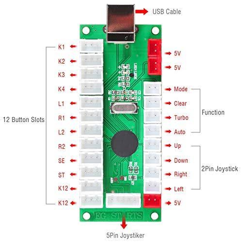 Arcade Gamepads and Controllers DIY Kit 2 Ellipse Oval Joystick 20 LED Chrome Buttons P6933