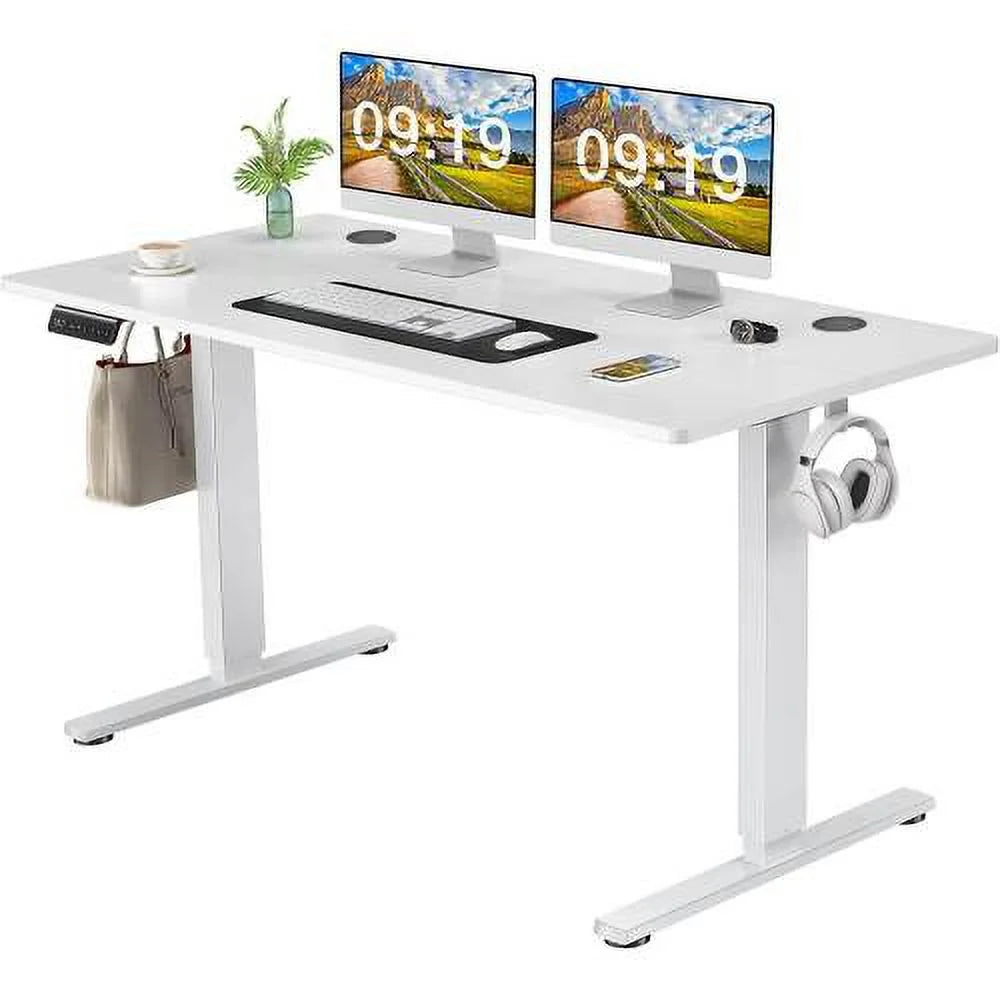 White Electric Height Adjustable Standing Desk W87497