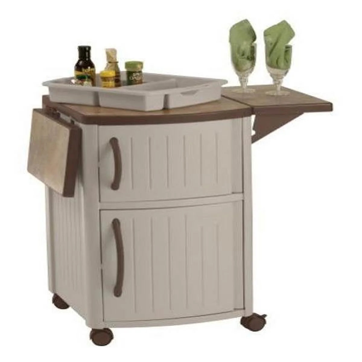 Portable Outdoor Patio Serving Station Table & Cabinet 2 Pack L525790