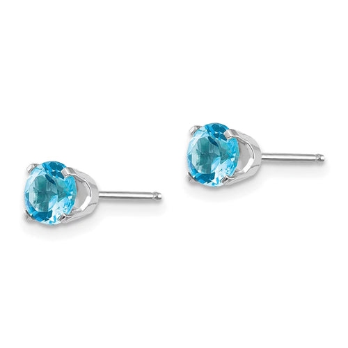 14k White Gold 5mm Blue Topaz Stud Earrings X7544