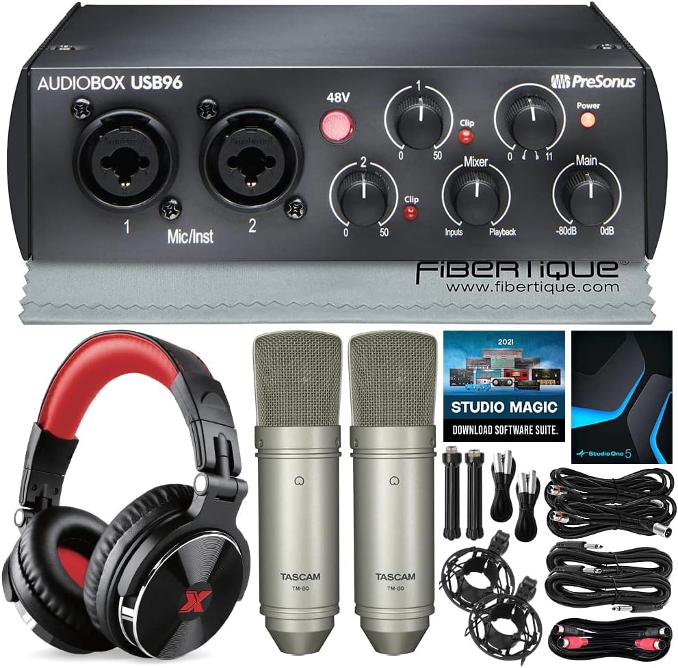 USB Audio Interface with Two Condenser Microphones and Headphones V42592