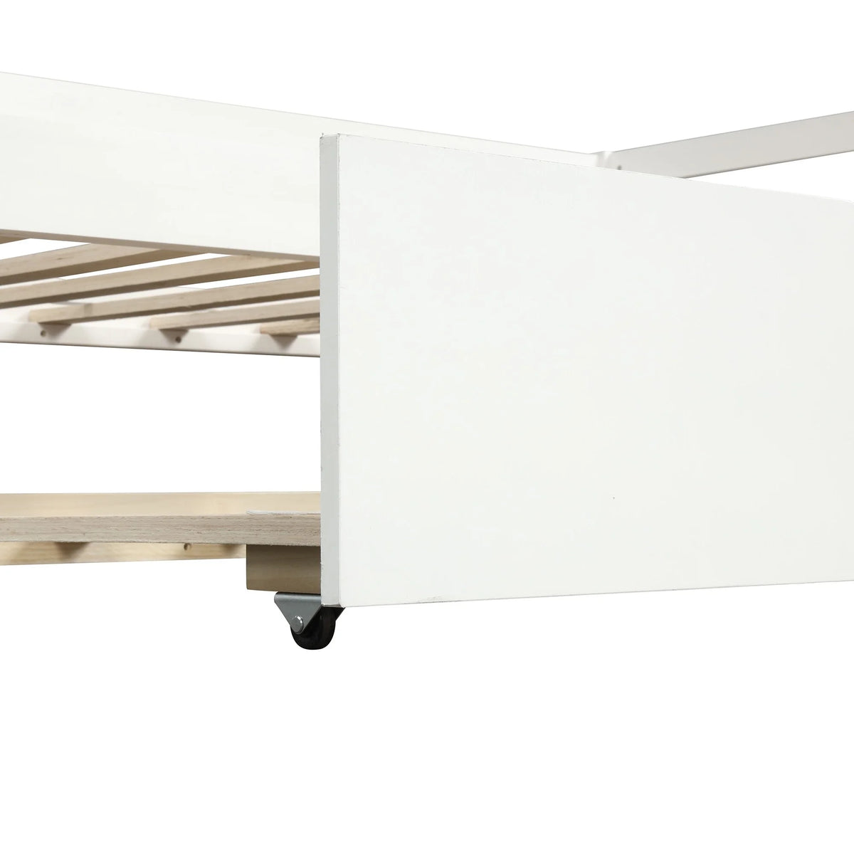 White Twin Wood Daybed with Trundle and Guardrails W671950