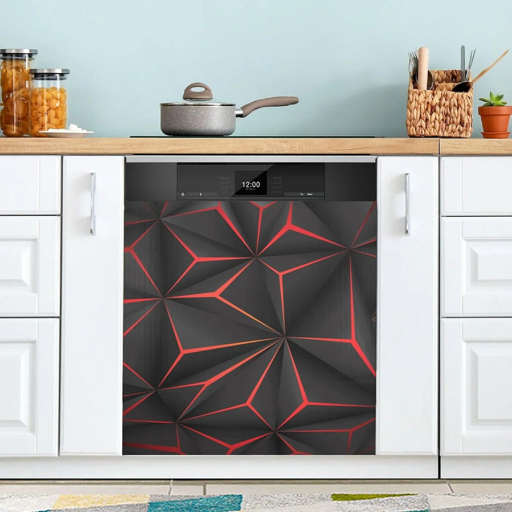 Black Geometric Dishwasher Magnet Sticker N9969