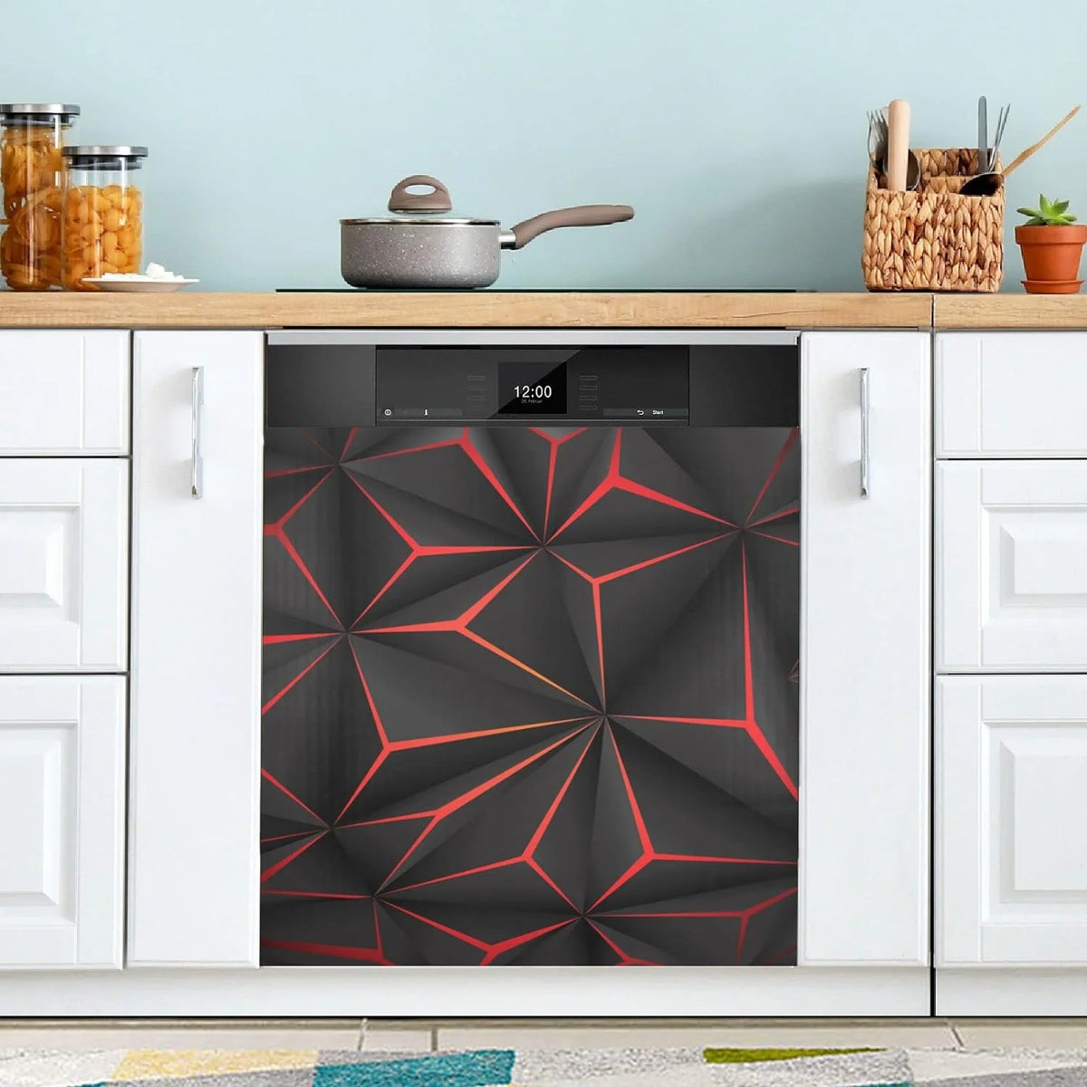 Black Geometric Dishwasher Magnet Sticker N9969