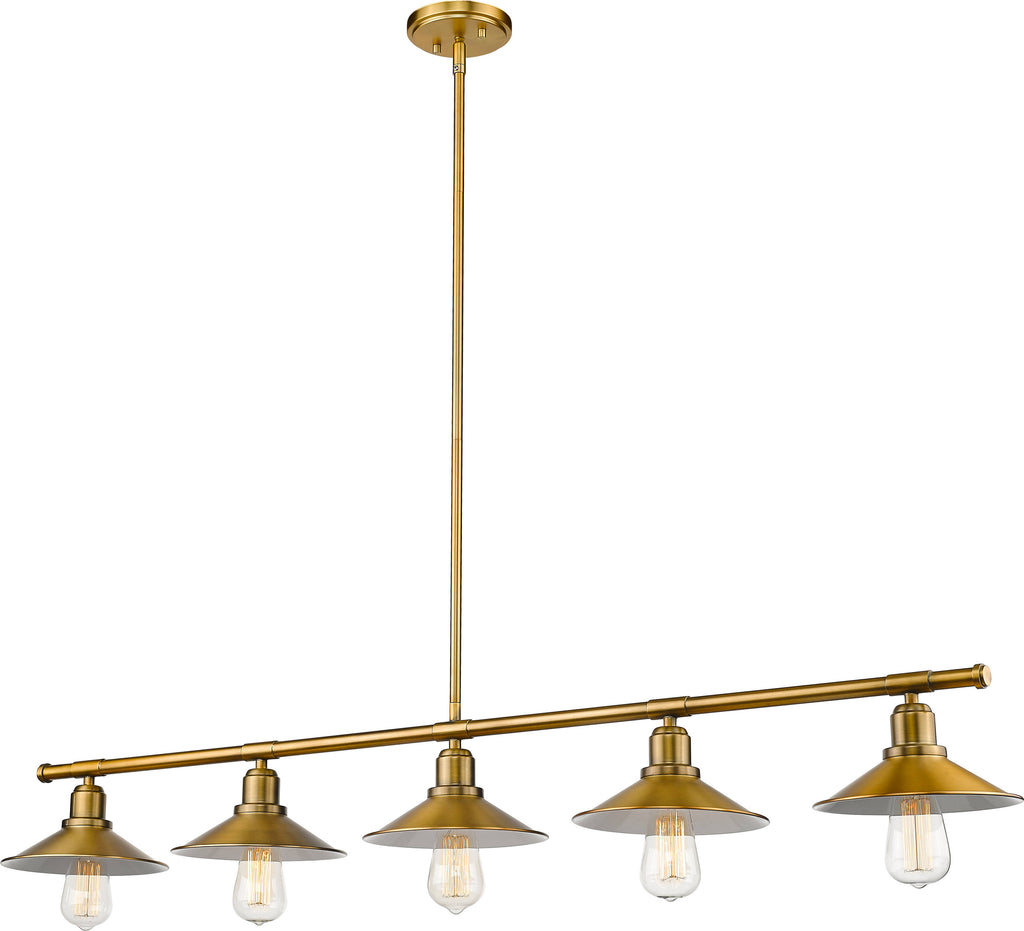 5 Light Island/Billiard in Factory Brass W2821