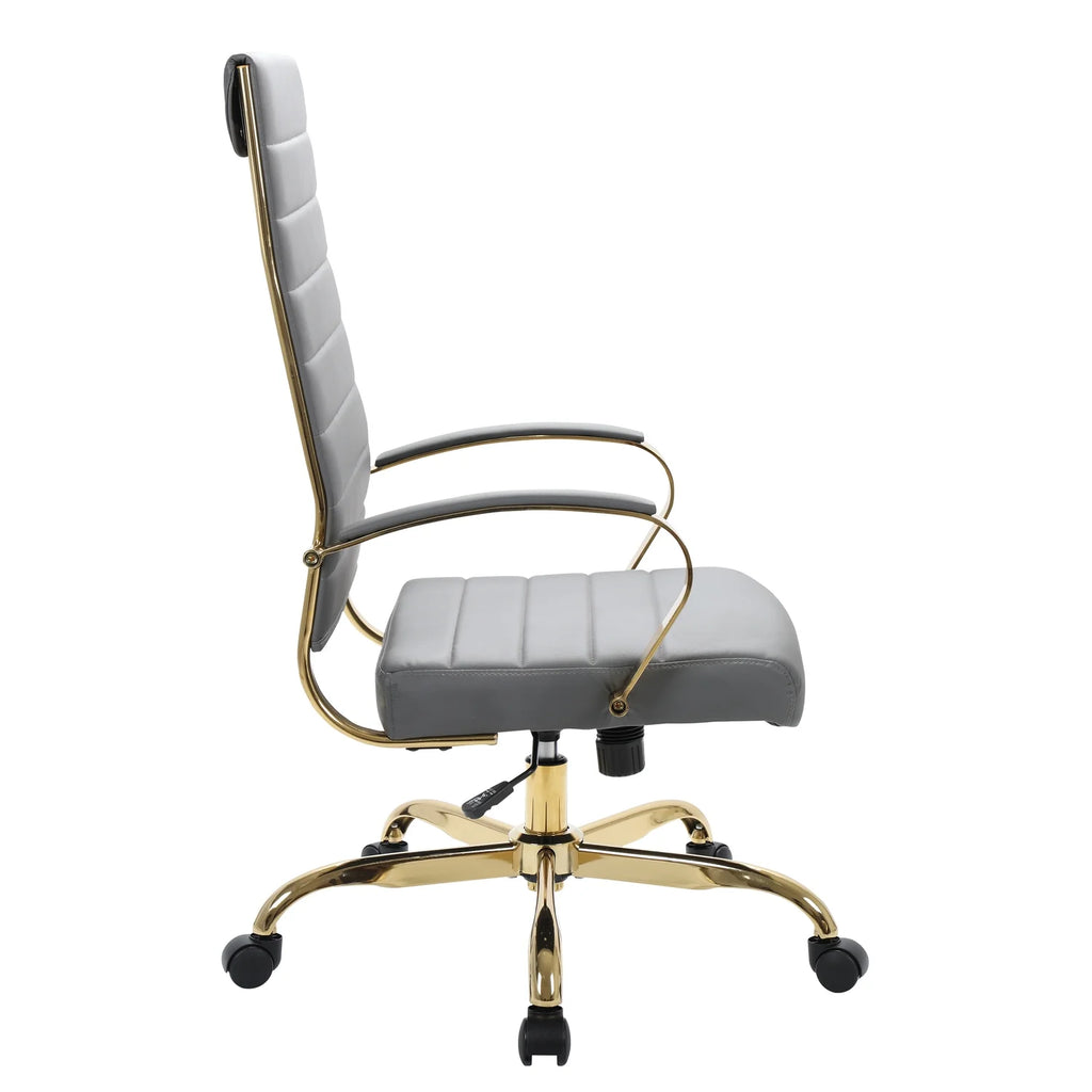 High-Back Leather Office Chair With Gold Frame Q807