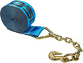 4 Inch x 50 Foot Blue Winch Strap with Chain Extension Pack of 2 J736937