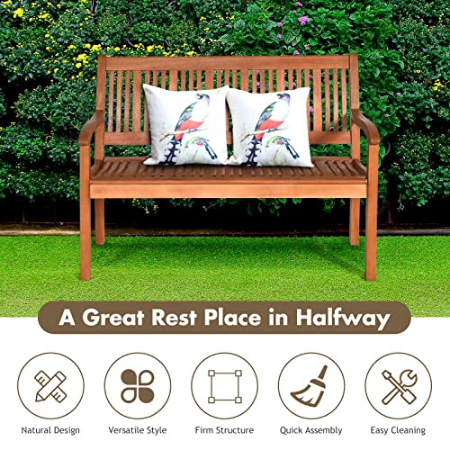 Wooden Bench with Curved Armrest & Backrest S39961