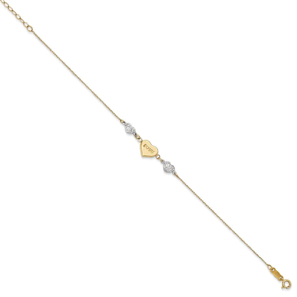 14 Karat Two-Tone Heart Bracelet V950384
