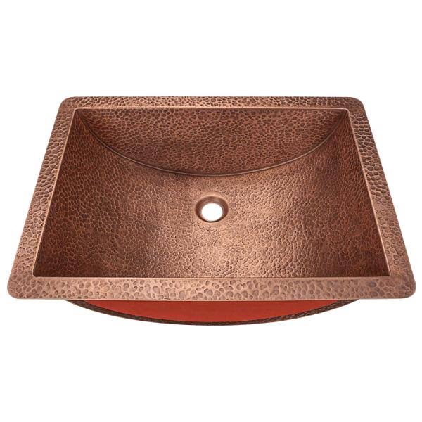 Copper Rectangular Undermount Bathroom Sink M895
