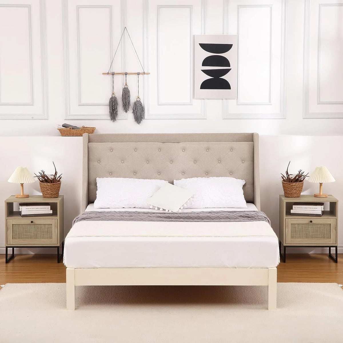 Rattan Bedside Table with Drawers E393228