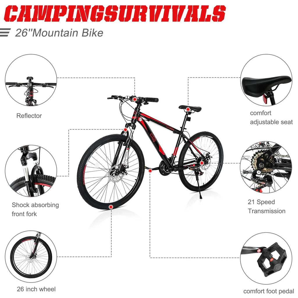 21 Speeds 26-inch Wheels Disc Brakes Mountain Bike P25639