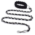Chew Proof 5.5ft Heavy Duty Dog Leash Metal Chain Lead with Soft Rope Handle A19643