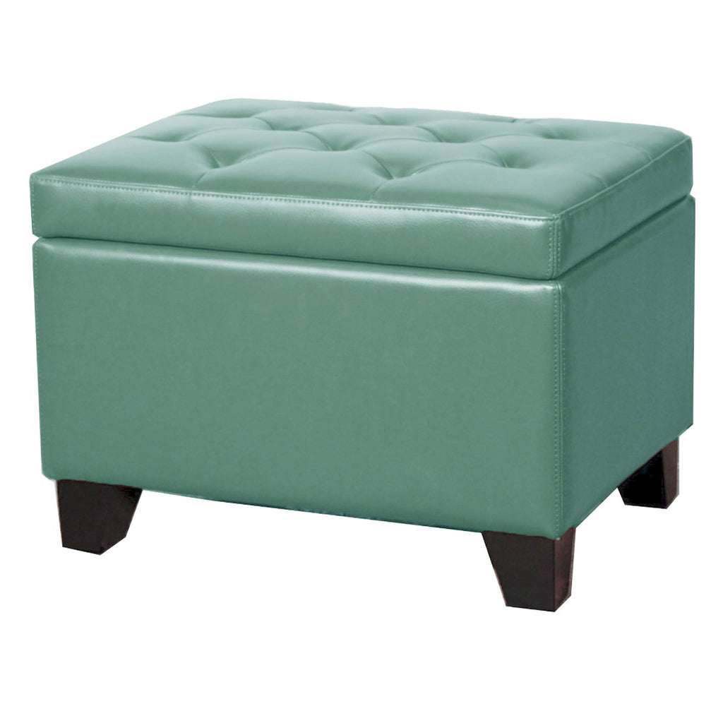 Turquoise Bonded Leather Storage Ottoman N15084
