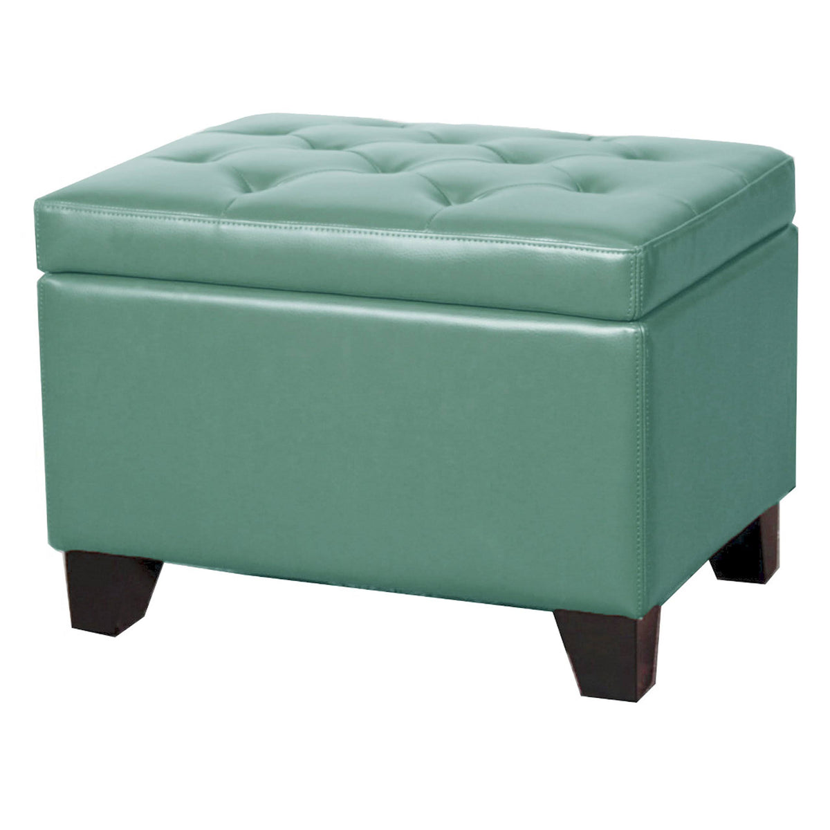 Turquoise Bonded Leather Storage Ottoman N15084