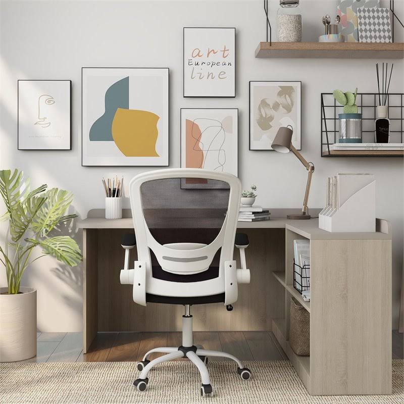 White Adjustable Mesh and Metal Office Chair O7441