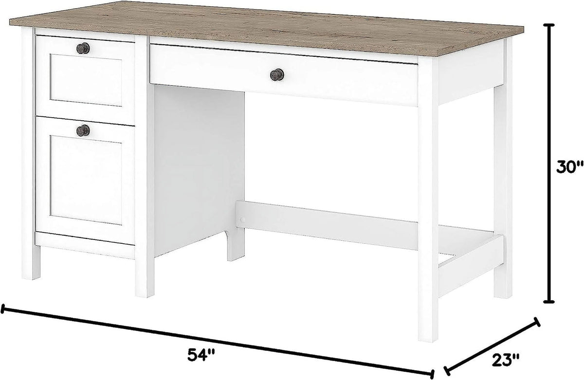 Computer Desk with Drawers and Storage, 54W, Gray/White F128