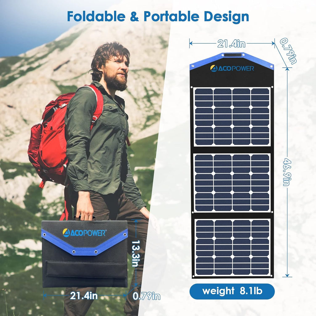 120W Foldable Solar Panel Suitcase with 20A Charge Controller D896105