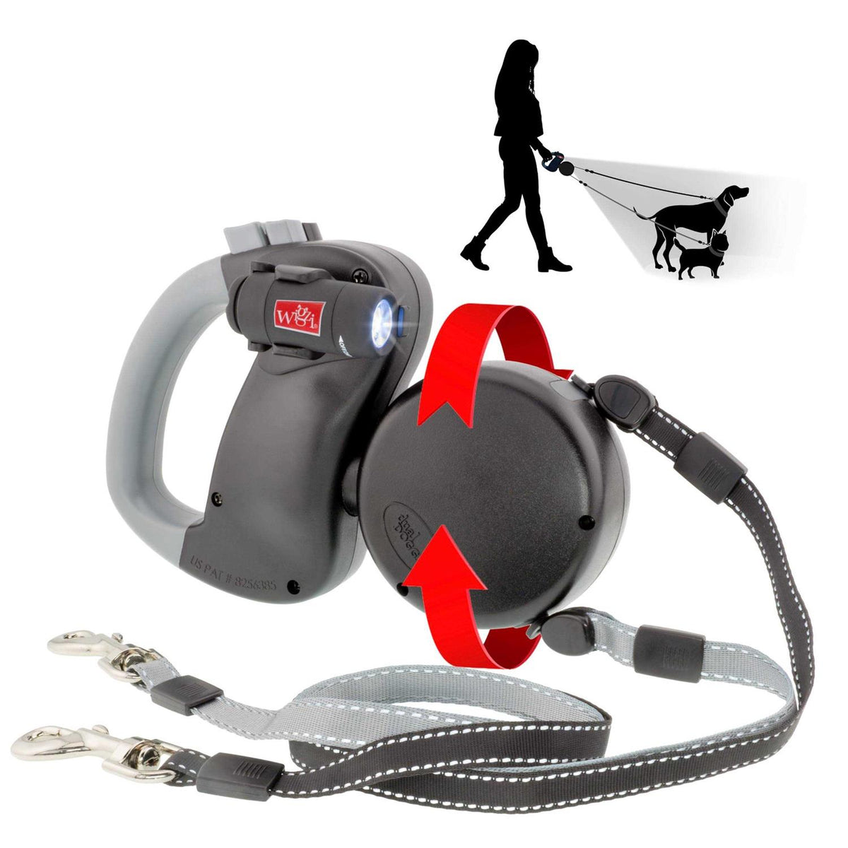 Retractable Leash with Light 360 Coupler I614