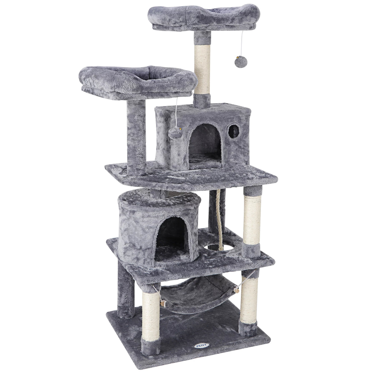 Gray Multi-Level Cat Tree with Scratching Posts and Hammock O46506