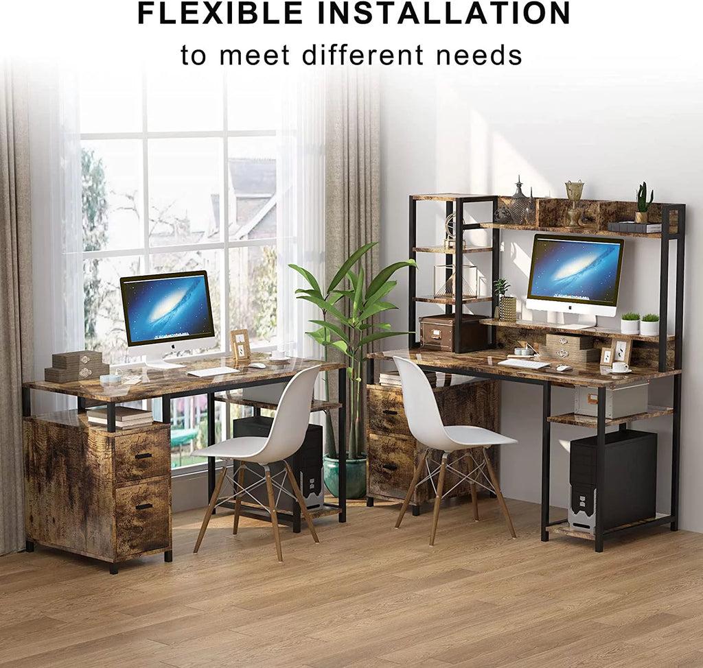 55" Computer Desk with Hutch and Storage Shelf Z786145