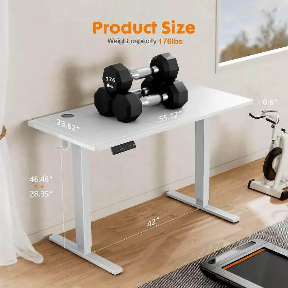 White Electric Height Adjustable Standing Desk W87497