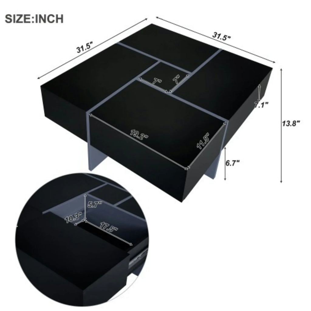 Coffee Table with 4 Hidden Storage Compartments V9313