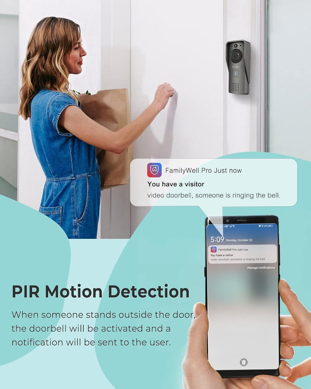 Video Doorbell Camera with Two-Way Audio and 1080P HD B217105