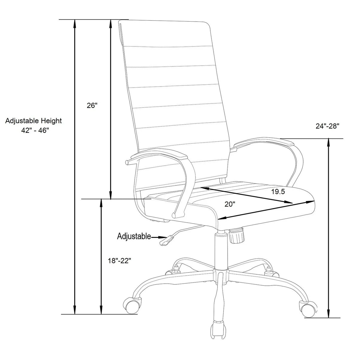 High-Back Leather Office Chair With Gold Frame Q807