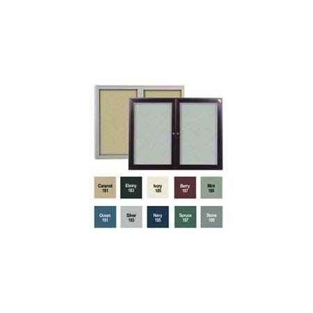 Navy 2-Door Enclosed Vinyl Bulletin Board G7729