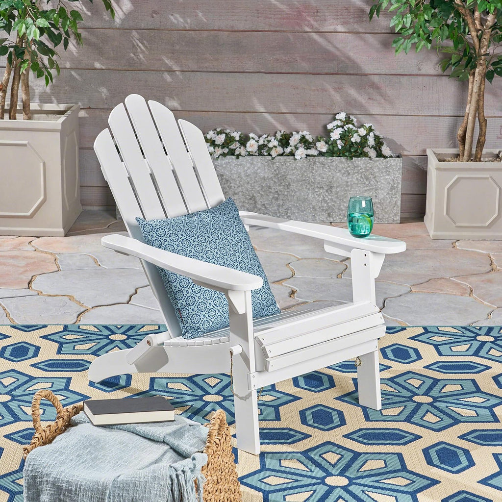 White Finish Acacia Wood Adirondack Chair U434589