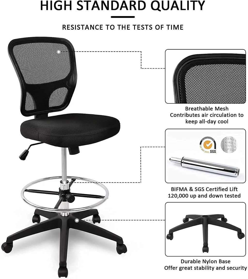 Ergonomic Height Adjustable Rolling Office Chair with Foot Ring T33863