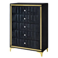 Black Velvet Upholstered 5-Drawer Chest G45713