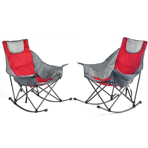 Oversized Padded Rocking Camping Chair with Side Pocket O9046