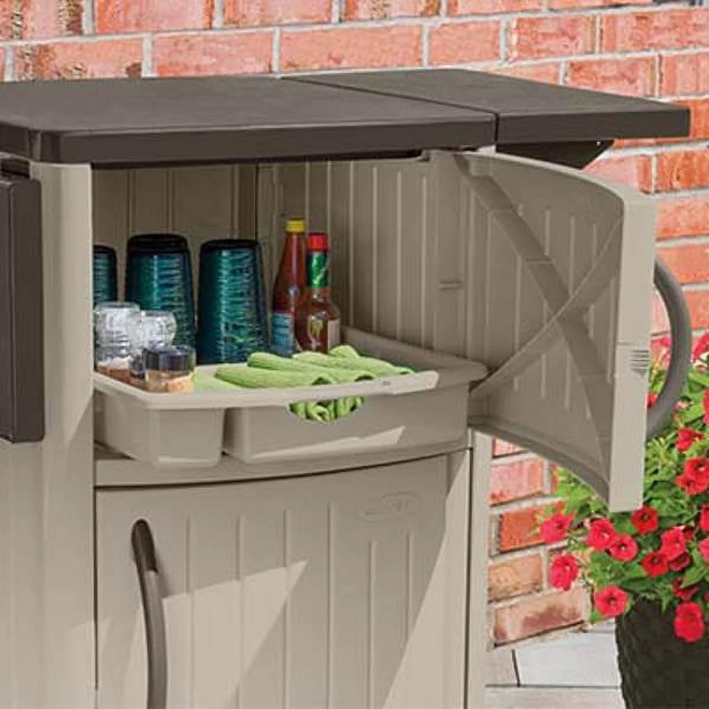 Portable Outdoor Patio Serving Station Table & Cabinet 2 Pack L525790