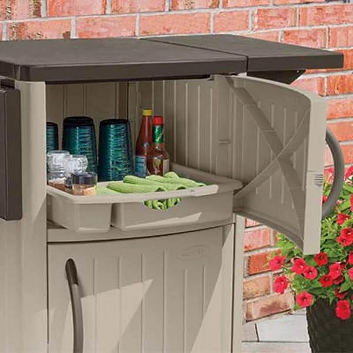 Portable Outdoor Patio Serving Station Table & Cabinet 2 Pack L525790