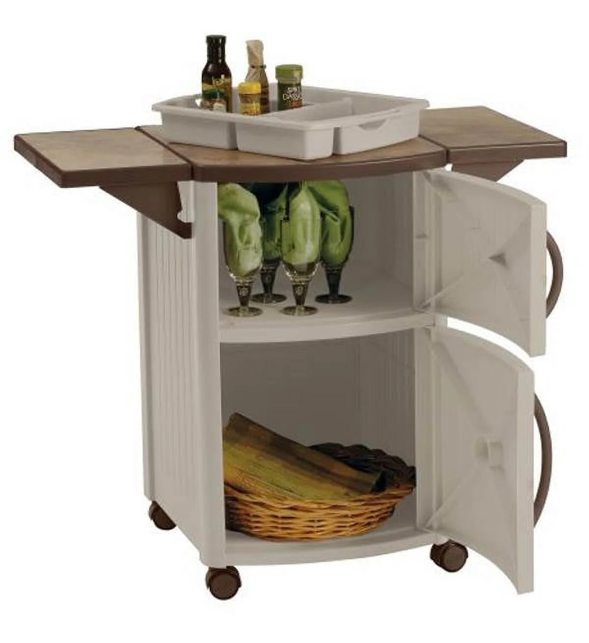 Portable Outdoor Patio Serving Station Table & Cabinet 2 Pack L525790