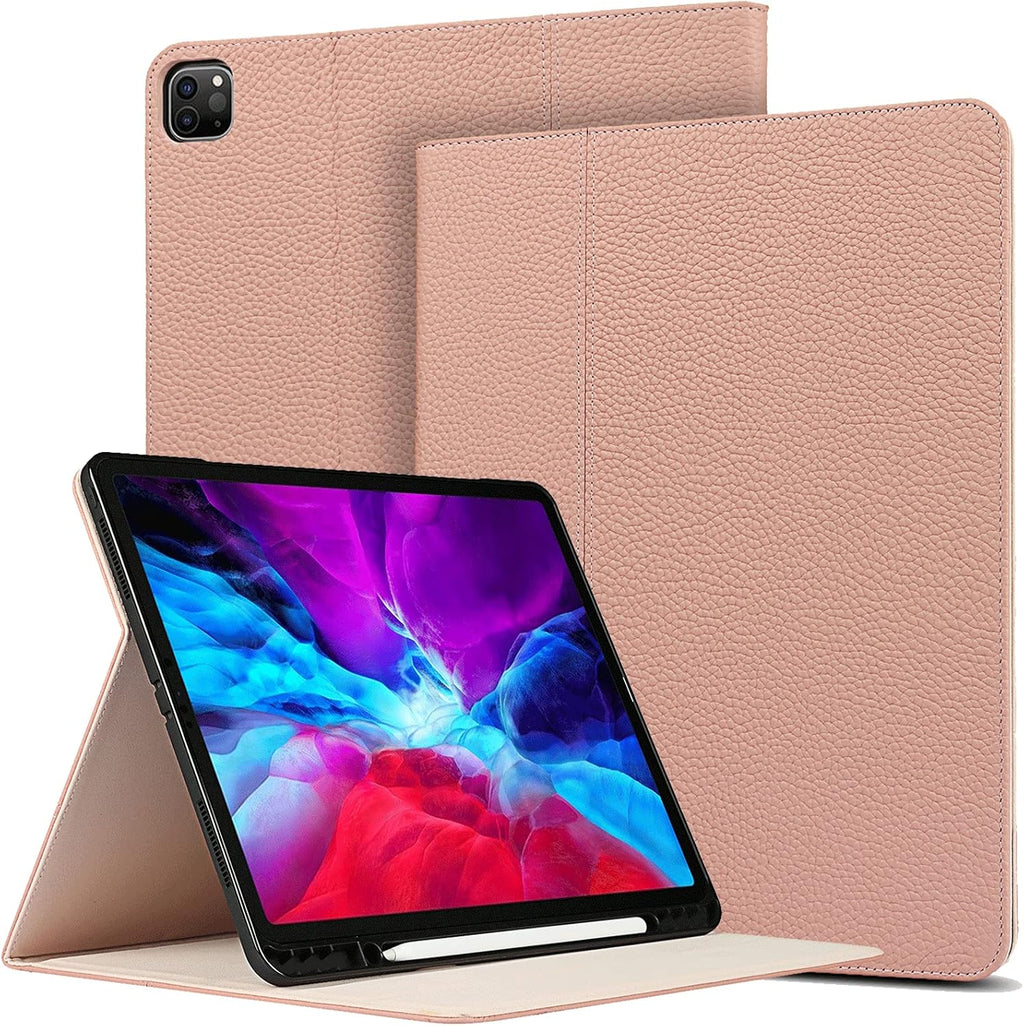 Gray Cow Leather iPad Pro 12.9 Case with Pencil Holder Z35461