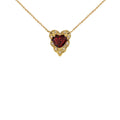 10K Yellow Gold Genuine Garnet Heart-Shaped Pendant Necklace with 16" Chain O450