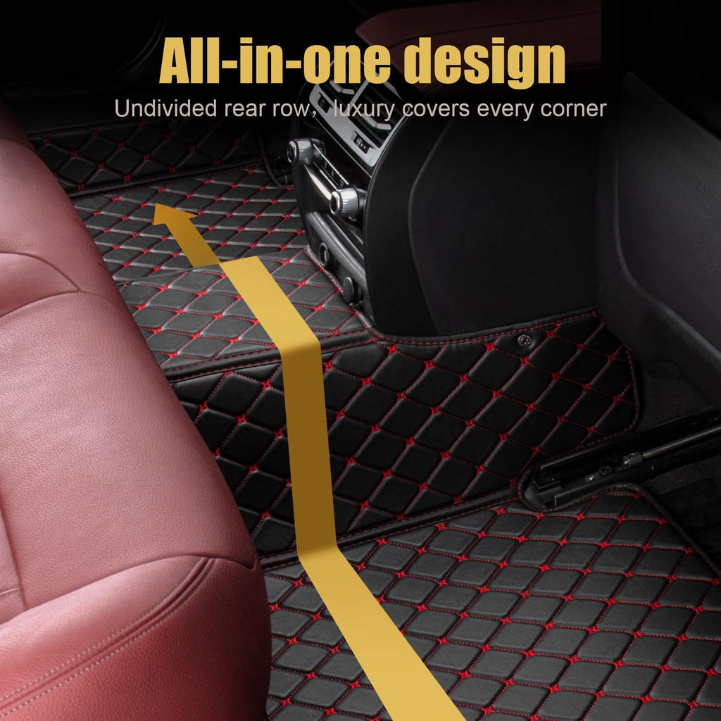 Leather Car Floor Mats Custom Fit (1st & 2nd Row Black) G9616